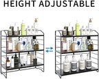 BOIVSHI Bathroom Countertop Organizer, 3-Tier Bathroom Counter Organizer, 8-Levels Height Adjustable, Bathroom Organizer for Kitchen, Pantry, Livingroom, Offices Storage, Metal Black - Image 4