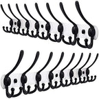 Dseap Coat Rack Wall Mount - 29.5” Long 8-Tri-Hooks Heavy Duty Coat Hanger Rail Wall Hooks for Hanging Coats Hats Clothing Clothes Purse Mudroom Entryway, White & Black, Pack of 2 by Dseap