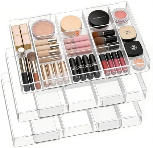 Acrylic Expandable Desk Drawer Organizer with 11 Adjustable Compartments by Unknown