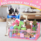 Kaiferty Indestructible Dog Toy basket, Medium Toy Box for Dogs,Pet Toy Bin Dog Metal Basket for Toys, Toy Storage Organizer, Living Room Area (Pink) - Image 3