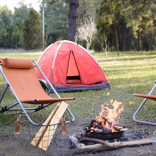 Uonlytech Portable Metal Wire Firewood Storage Basket with Handle Round Outdoor Firewood Organizer for Camping and Indoor Use Large Capacity Multi-purpose Iron Basket for Logs and Sundries - Image 7