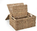 Trademark Innovations Set of 3 Rectangular Seagrass Baskets with Lids, Natural (Small) by Trademark+Innovations