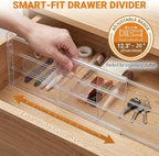 5 Pack 5.9 Inch Tall Clear Drawer Dividers, Adjustable Drawer Dividers for Clothes, 12.2"–20" Expandable Plastic Drawer Organizer Dividers for Home Closet, Kitchenware, Nursery Storage - Image 2