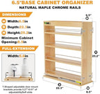 Pull Out Spice Rack Organizer for Cabinet, 6.5" W x 22.3" D x 25.2" H Multi-Use Solid Wood Slide Out Shelf for Kitchen Cabinet, Sliding Spice Rack for Cans & Jars, Pantry Organization - Image 3