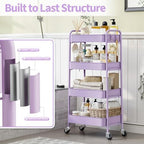 TOOLF 4 Tier Metal Rolling Cart, Utility Storage Cart with Wheels, Purple - Image 6