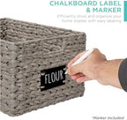 Best Choice Products Pantry Baskets Set of 2 16x12in Water Hyacinth Storage Baskets, Woven Wicker Kitchen Organizers with handles w/Chalkboard Label Chalk Marker - Gray - Image 2