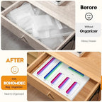 6 in 1 Bamboo Bag Storage Organizer, White Baggie Organizer for Drawer with Sliding Lid - Fits Gallon, Quart, Sandwich, Snack & Freezer Bags, Wall Mountable Kitchen Drawer Organization - Image 2