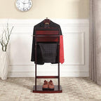Proman Products Excalibur Wardrobe Wood Valet Stand with Power Extension, Large Storage Compartment, Contour Hanger, Trouser Bar, Tie & Belt Hooks and Shoe Rack - VL16200 - Image 3