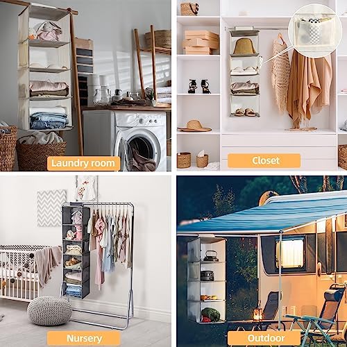 2 Packs Hanging Closet Organizer Storage, 6-Shelf Hanging Shelves for Closet, Closet Clothes Organizer and Storage with Side Pockets, Black - Image 6
