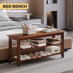 Wood Shoe Bench for Entryway,Bench with Shoe Rack,Storage Shoe Organizer for Hallway,Living Room,Bedroom (Brown, 39.37''W×11.81‘’D×17.71‘’H) - Image 4