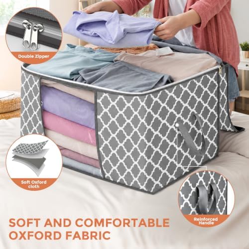 90L Large Storage Bags, 6 Pack Clothes Storage Bins Closet Organizers - Image 4