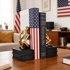 Black and Gold Reading Thinker Statue Bookends Set of 2, Resin Shelf Decor - Image 6