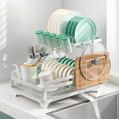 2 Tier Dish Drying Rack without Installation Metal for Kitchen Counter by IBEDMAZIE