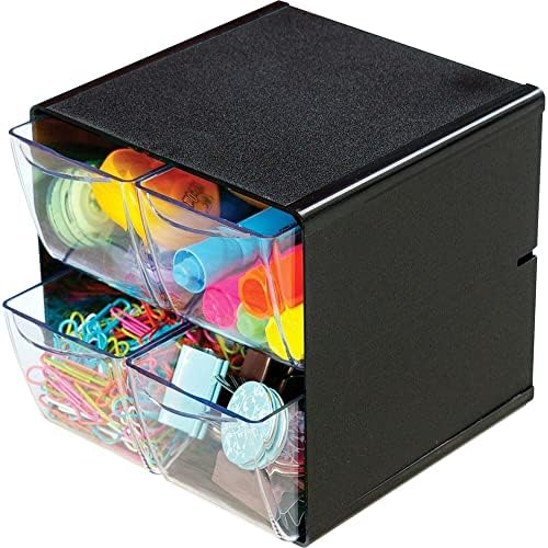 deflect-o 4-Drawer Cube Organizer, Black - Image 3