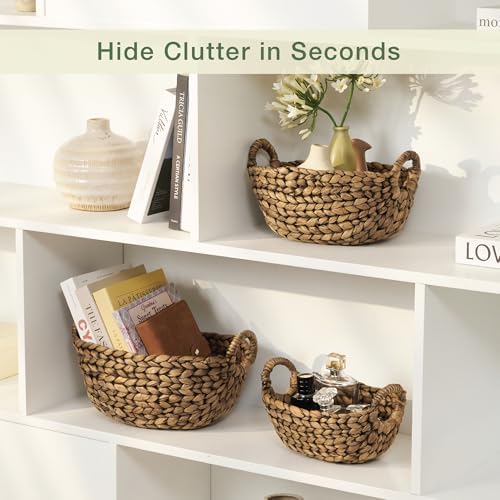 Set of 3 Wicker Storage Baskets for Organizing - Woven Decorative Baskets with Handles - Organizers for Bathroom, Kitchen, and Shelves (Espresso) - Image 3