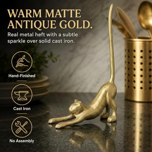 WallCharmers Gold Cat Paper Towel Holder & Metal Toilet Paper Holder Stand - Image 5