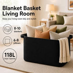 OIASKET 118L Extra Large Blanket Basket Living Room, 24.8"x17.7"x16.2" - Image 2