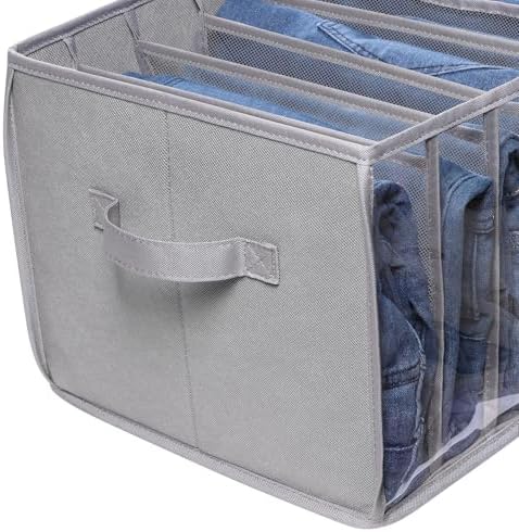 Zilink Wardrobe Clothes Organizer Jeans Organizer for Closet, Grey, 6 Pack - Image 3