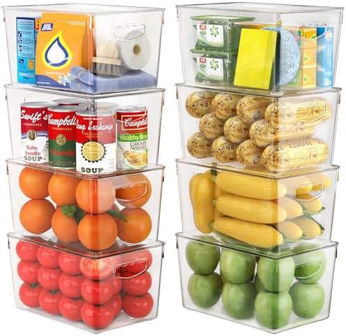 theaoo Large Clear Storage Bins with Lids, Stackable Containers, 8 Pack by theaoo