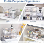 8Pack Acrylic Storage Drawers, Clear Stackable Storage Drawers, Acrylic Storage Bins with Drawers for Fridge Organizers, PlasticDrawers Stackable for Makeup Organizers Cosmetic Display - Image 5