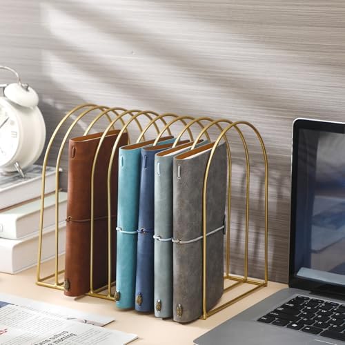 Kosiz 2 Sets Wire File Organizer for Desk 9 Slots Metal File Holder, Gold - Image 4