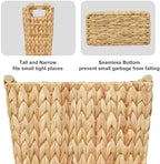 Coeusy 6 Gallon Wicker Trash Can with Wooden Handle,Wicker Waste Basket for Bathroom,Bedroom,Large Narrow Water Hyacinth Trash Basket,Rattan Boho Decor Farmhouse Bathroom Trash Can - Image 7