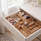 Best Choice Products 5-Piece Flatware Organizer Set, Woven Modular Silverware & Utensil Drawer Organizer Trays, Drawer Divider, Storage Containers for Kitchen, Bathroom, & Office Utensils - Natural - Image 6