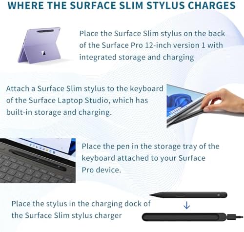 Surface Slim Pen 2 Matte - Bluetooth 5.0 Connectivity - 4,096 Points of Pressure Sensitivity - with Slim Pen 3 Tips and Pencil Holder - Image 5