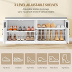 Hzuaneri 47.2" Shoe Storage Bench with 4 Barn Doors & Padded Seat Cushion - Image 4
