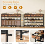 usikey 4 Tier Shoe Rack with 3 Drawers & 3 Oxford Fabric Shelves, Holds 15-18 Pairs, Metal Shoe Storage with Wood Top, Shoe Organizer for Entryway, Closet, Apartment, Rustic Brown UNYXJX022F - Image 4