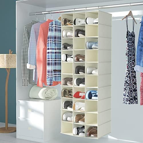 Libeder 30 Section Hanging Shoe Organizer & Storage for Closet, Beige - Image 2
