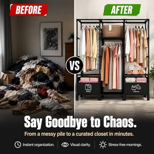Portable Closet, Large Capacity Wardrobe Closet, Easy Assembly - Image 7
