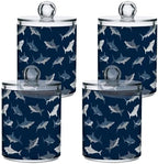 ALAZA 4pcs Dark Blue Shark Fish Qtip Holder Dispenser 14 oz Bathroom Storage Clear Apothecary Jars Containers Cotton Ball,Cotton Rounds,Floss Picks, Hair Clips, Food - Image 2