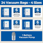 ETENWOLF 24 Combo Vacuum Storage Bags for Travel with Wireless Pump - Image 2