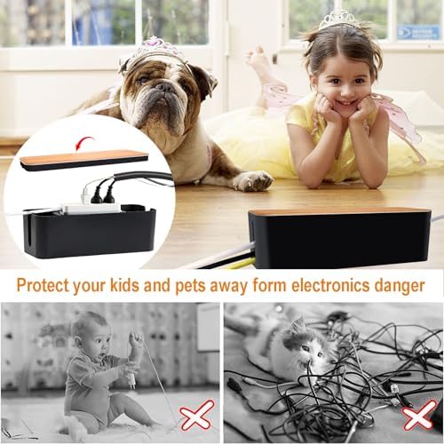 128PCS Cable Management Box 3Pack Cable Management Kit for Power Strip to Hide Wires,Cord Hider Boxes,Cord Box Safe ABS Material Wire Organizer of Cable Clips Sleeve for Home & Office, Black - Image 3
