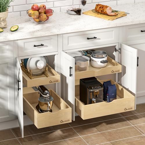 WelFurGeer Soft Close Pull Out Drawers for Kitchen Cabinets, 17" W x 21" D Pull Out Cabinet Organizer, Premium Birchwood Pull-Out Cabinet Drawers, Smooth Slide-Out Shelves for Kitchen Cabinets - Image 2