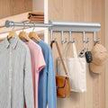 Pisman Valet Rod for Closet Pull Out 12 Inch with 5 Hooks - Silver 1 Pack by Pisman
