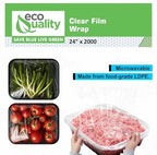 24" x 2000FT Clear Cling PE Food Wrap, Plastic Cling Wrap with Dispenser Cutter Box - BPA Free, Food Safe, Plastic Film Roll, Microwave & Freezer Safe Stretch Wrap for Food Service & Home Use (3) - Image 3