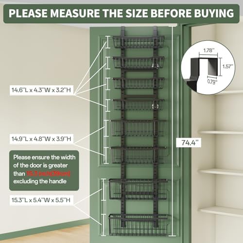 Eastherry Over The Door Organizer，8-Tier Over The Door Pantry Organizer with Adjustable Baskets，Metal Hanging Pantry Organizers and Storage for Kitchen, Back of Door Seasoning Rack (Black) - Image 2
