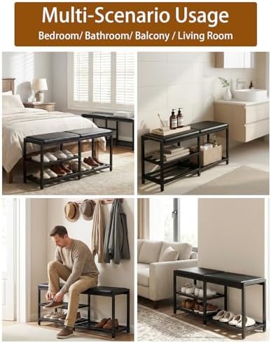33“ Iron Shoe Rack Storage Bench for Entryway, Holds Up to 560lb - Image 5