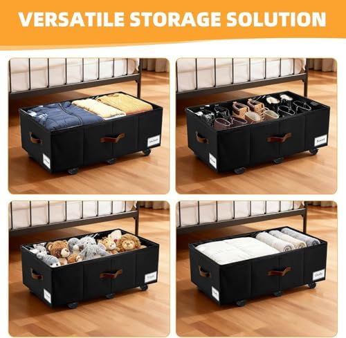 Under Bed Storage with Wheels, Dorm Room Organizer for Clothes Shoes Toys - Image 7