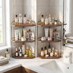 2 Pack Corner Bathroom Counter Organizer, 3-Tier Wood Countertop Organizer by Unknown