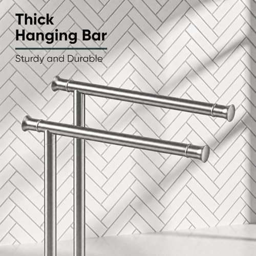 Hoimpro Hand Towel Holder Stand Towel Bar Rack Countertop Brushed Nickel - Image 4