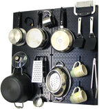 Wall Control Kitchen Pegboard Organizer Pots and Pans Pegboard Pack Storage and Organization Kit with Black Wall Board and Blue Accessories by Wall+Control