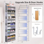 WishJazz Over The Door Organizer 6 Large Pockets, 50 lbs Heavy Duty Hanging Organizer Storage, Behind Door Closet Organizer and Storage for Nursery, Bedroom, Bathroom, Toys Cosmetics Sundries Grey - Image 6