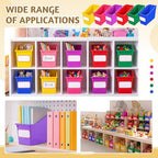 Teling 36 Pcs Book Bins Bulk for Classroom Storage Plastic Magazine Holder with Label Interlocking File Folder Organizer Binder Container Box for School Office Desktop Bookshelf Home (Rainbow Bright) - Image 5