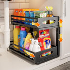Under Sink Organizer, 2 Tier Under Sink Organizers and Storage, Adjustable Height, Slide out Metal Cabinet Organizers, Pull out Cabinet Storage Drawer Shelf for Kitchen Bathroom (Black, 1 Pack) by MIXESHOP