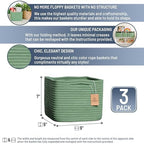 NaturalCozy Storage Cubes 9”x9”x7”Cotton Rope Woven Baskets for Organizing 3-Pack | 9 Inch Cube Storage Bin | Small Basket for Shelf Nursery, Pantry, Decorative Plant, Bathroom Closet, Toy Gift - Image 2