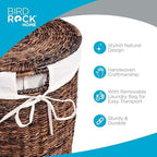 BIRDROCK HOME Seagrass Laundry Hamper with Lid and Liner, Espresso, 26.5” - Image 3