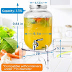 1 Gallon Glass Drink Dispenser with Acrylic Stand, Airtight & Leakproof Lemonade Sun Tea Jar with Lid and Spigot, Beverage Dispenser for Parties, Weddings, Lemonade & Laundry Detergent Dispenser - Image 2